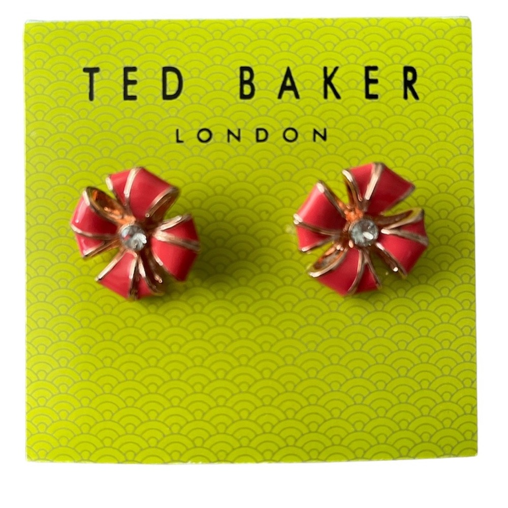 BNWT Ted Baker London “Rosetta Coral Enamel Earrings”